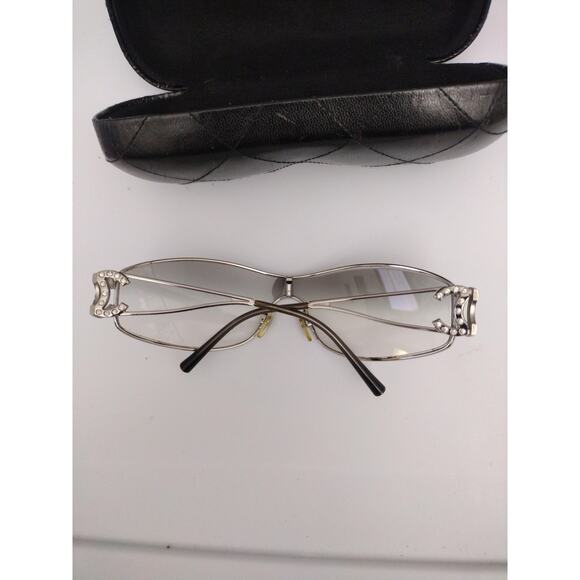 Chanel Sunglasses Womens One Size Silver Rimless Shield Gradient CC Logo Wrap - Picture 3 of 11